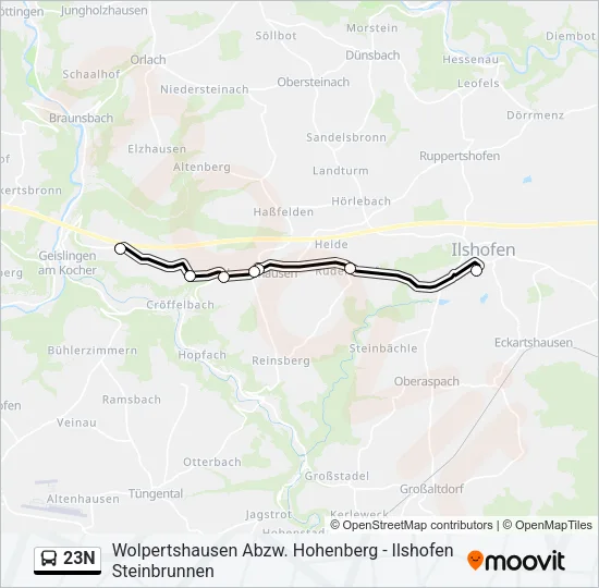 23N Bus Line Map