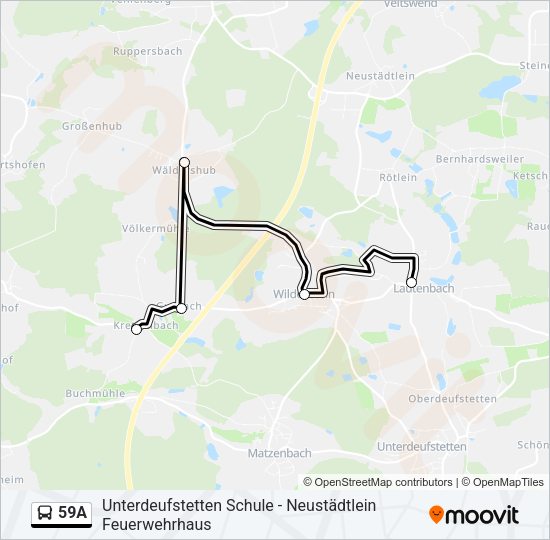 Автобус 59A: карта маршрута
