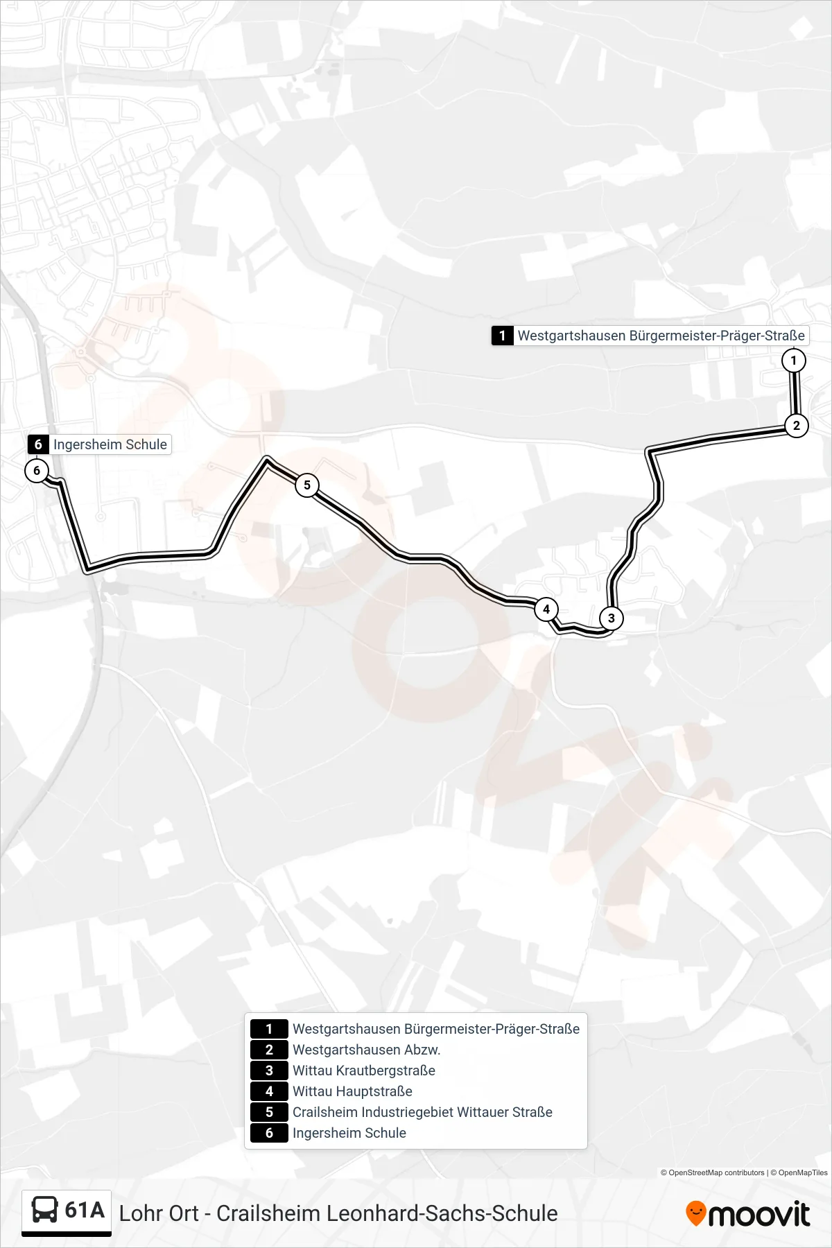 Linie 61A (Bus) Richtung Ingersheim Schule: Route und Haltestellen auf der Karte
