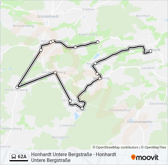 62A Bus Line Map