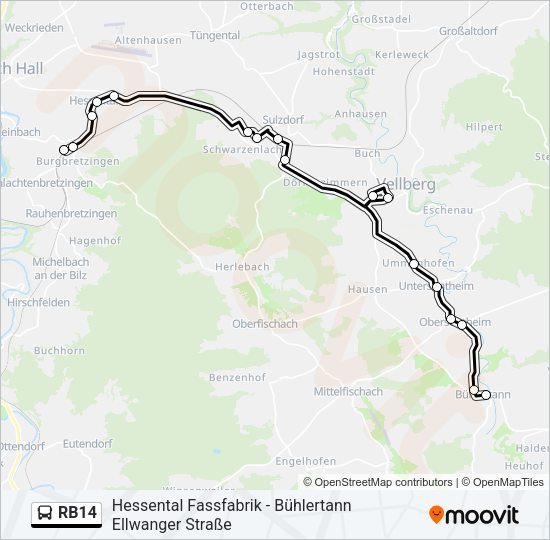 RB14 Bus Line Map