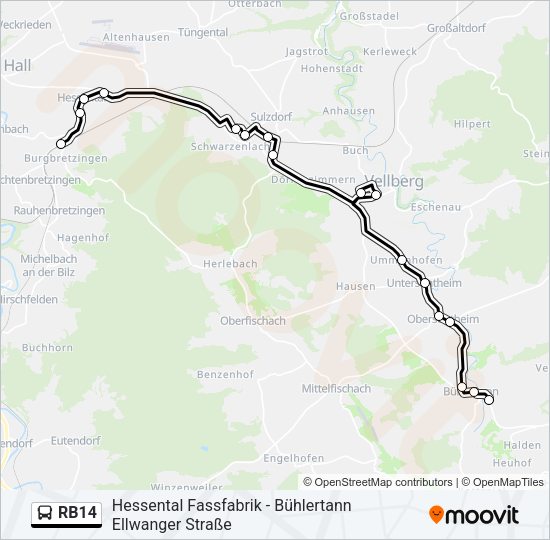 RB14 Bus Line Map