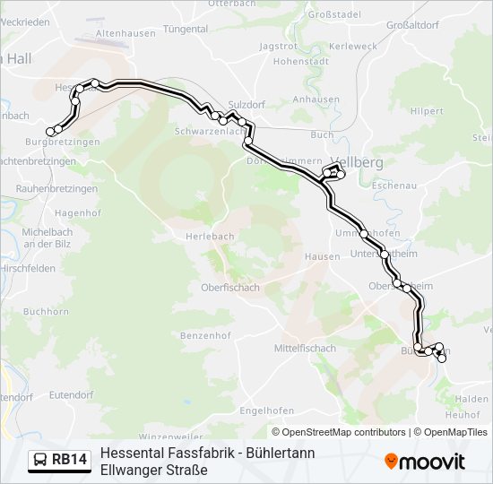 RB14 Bus Line Map