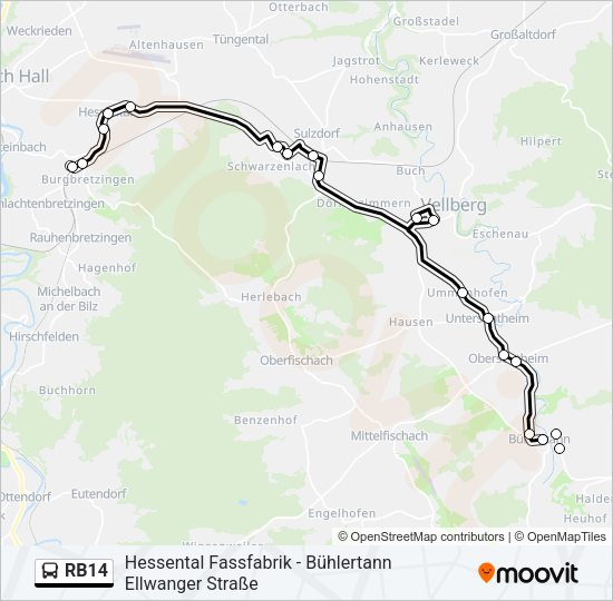 RB14 Bus Line Map