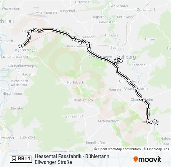 RB14 Bus Line Map