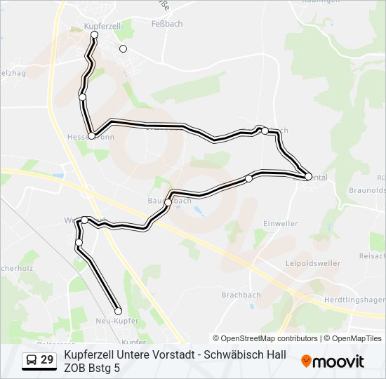 Автобус 29: карта маршрута
