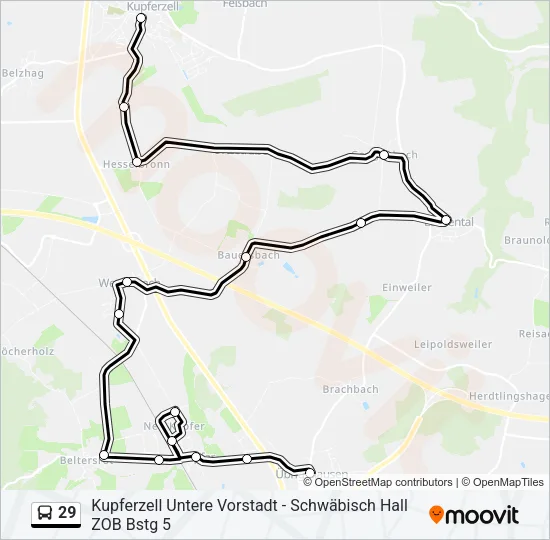 29 Bus Line Map