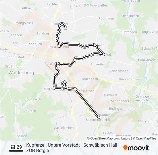 29 Bus Line Map