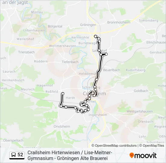 52 Bus Line Map