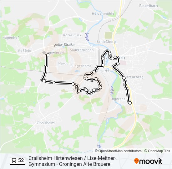 Автобус 52: карта маршрута