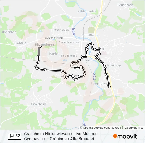 52 Bus Line Map