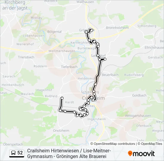 52 Bus Line Map