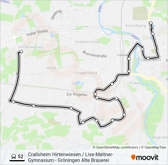 52 Bus Line Map