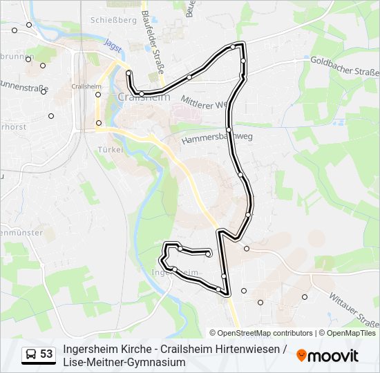 Автобус 53: карта маршрута