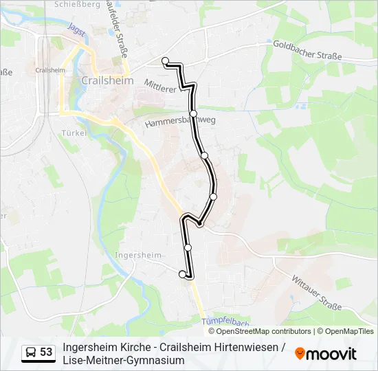53 Bus Line Map
