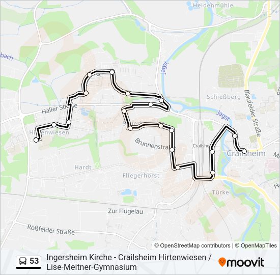 Автобус 53: карта маршрута