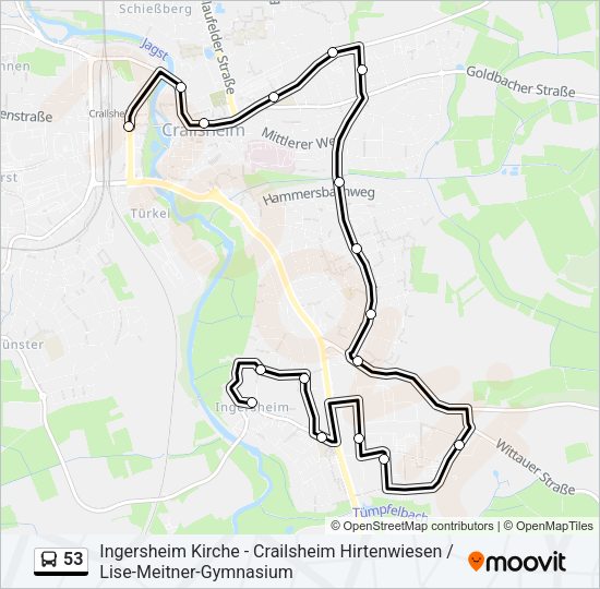 Автобус 53: карта маршрута