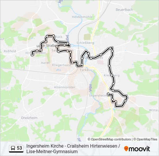 Автобус 53: карта маршрута