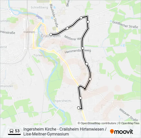 Автобус 53: карта маршрута