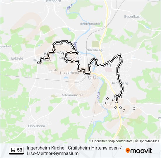Автобус 53: карта маршрута