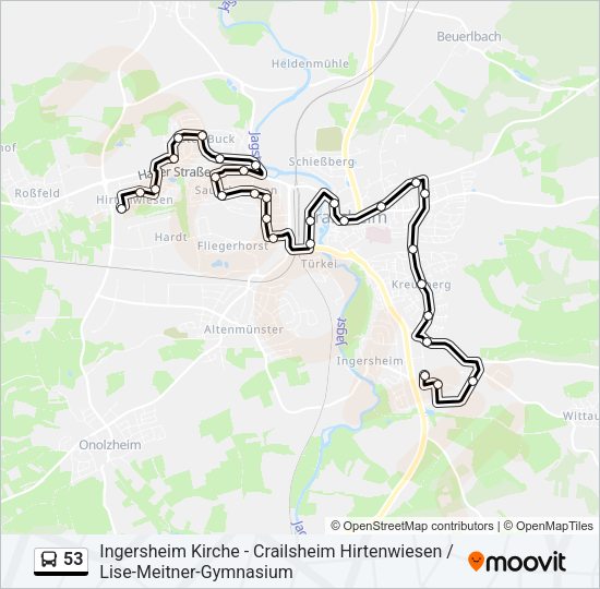 Автобус 53: карта маршрута