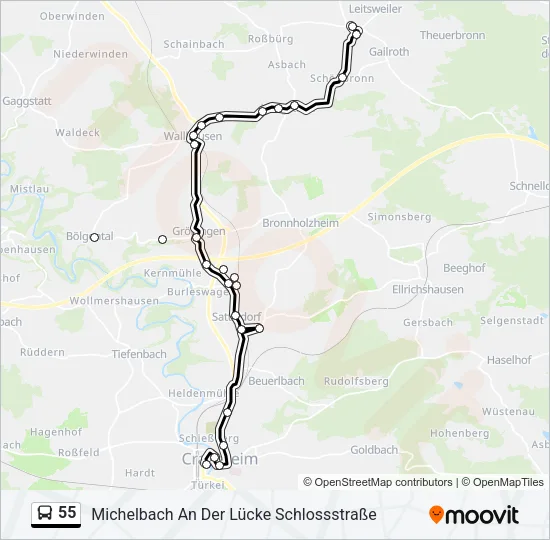 55 Bus Line Map