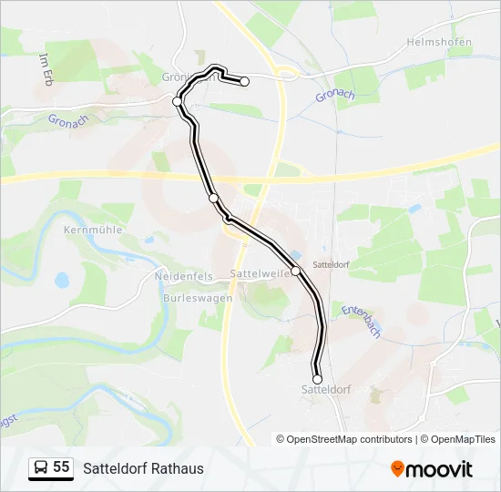 55 Bus Line Map