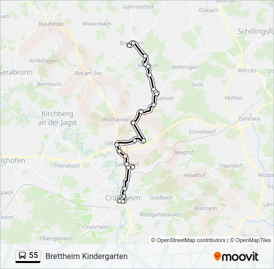 55 Bus Line Map
