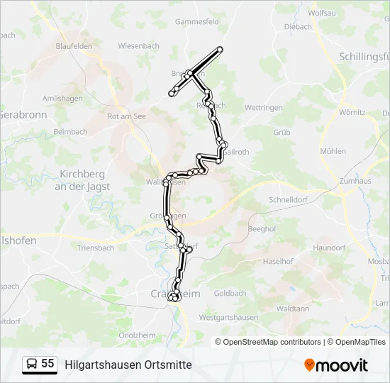 55 Bus Line Map