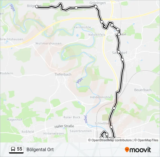 55 Bus Line Map