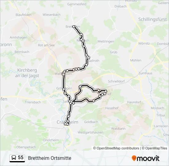 55 Bus Line Map