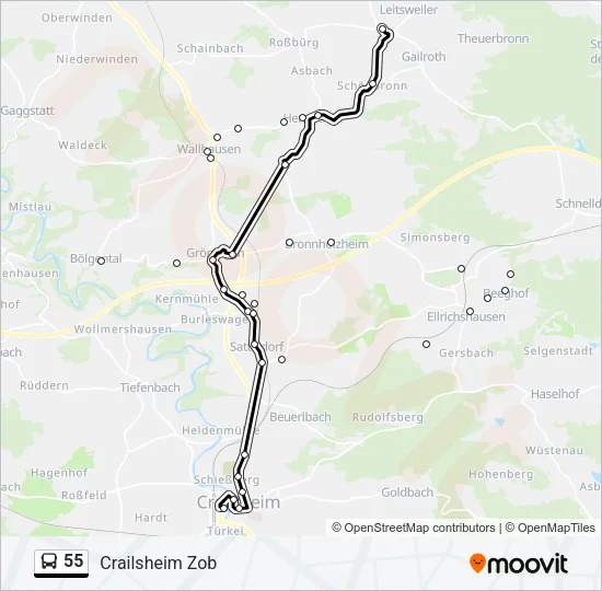 55 Bus Line Map