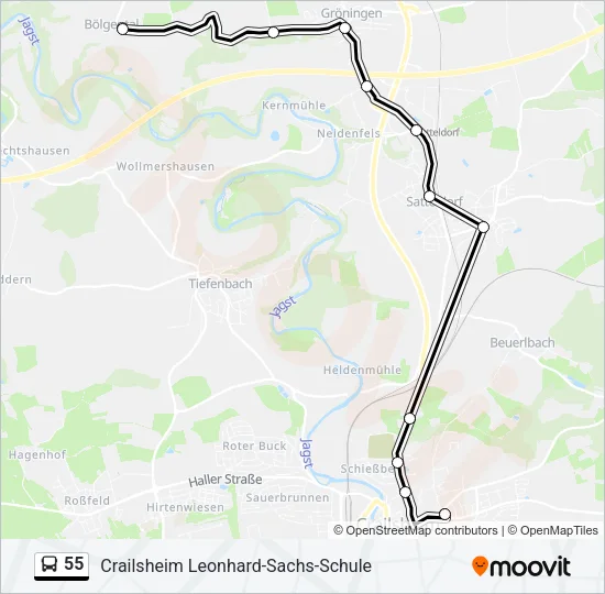 55 Bus Line Map