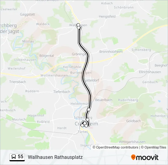 55 Bus Line Map