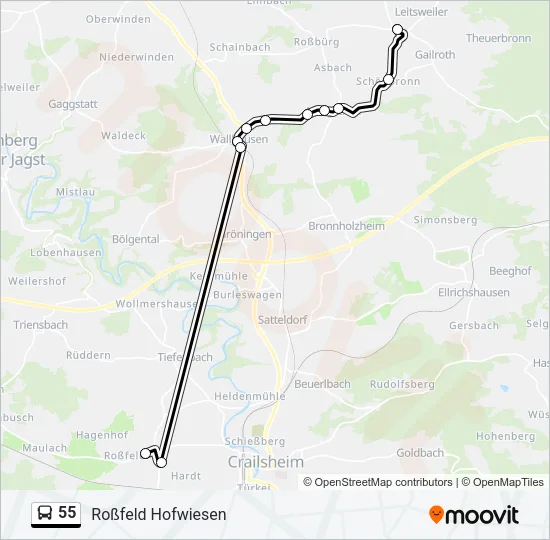 55 Bus Line Map