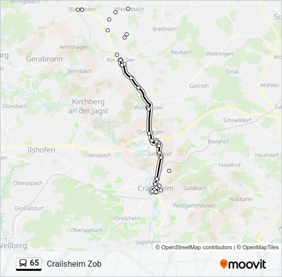 65 Bus Line Map