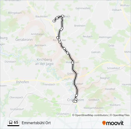 65 Bus Line Map
