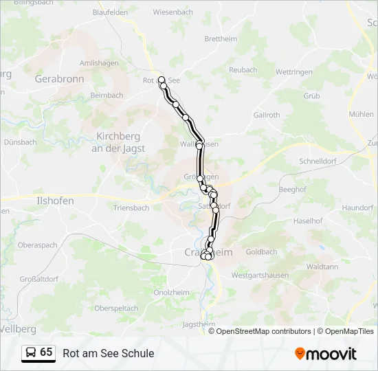 65 Bus Line Map