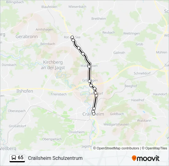 65 Bus Line Map