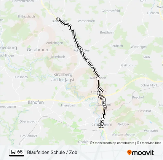 65 Bus Line Map