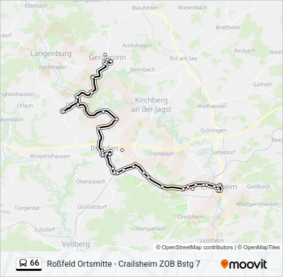 66 Bus Line Map
