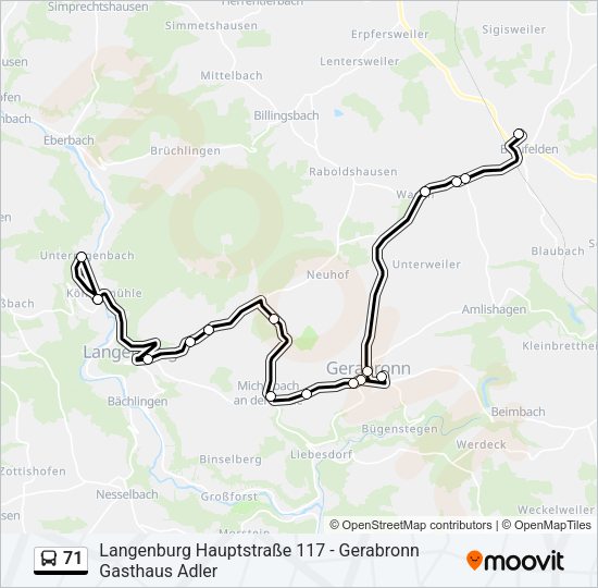 71 Bus Line Map