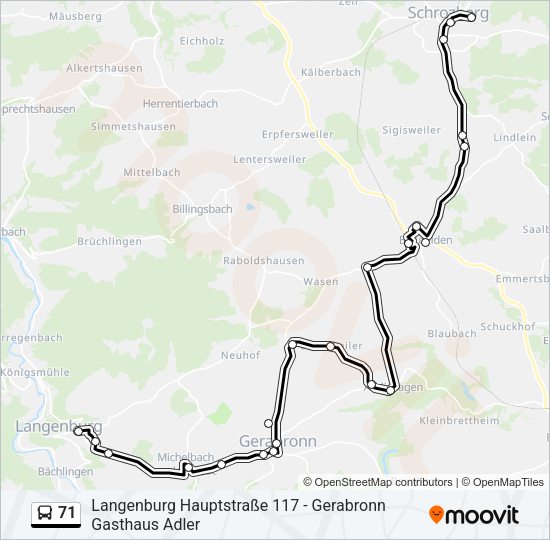 71 Bus Line Map