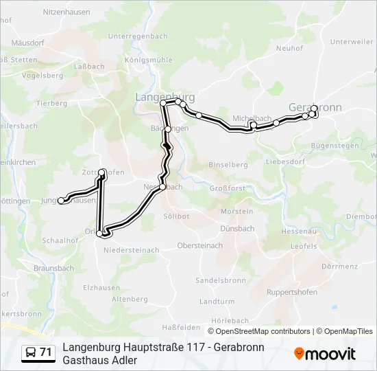 71 Bus Line Map