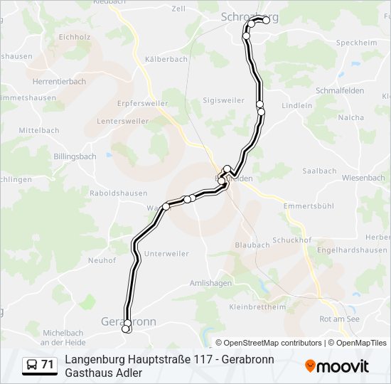 71 Bus Line Map