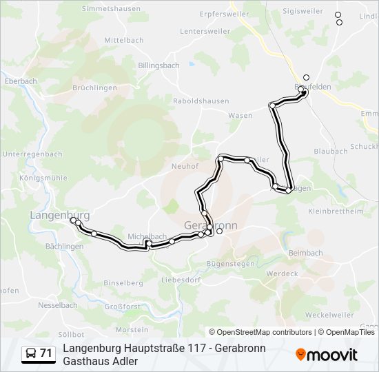 71 Bus Line Map