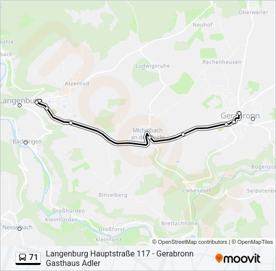 71 Bus Line Map