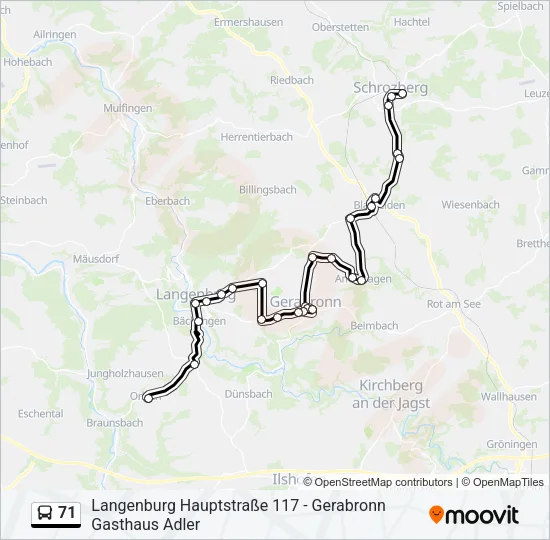 71 Bus Line Map