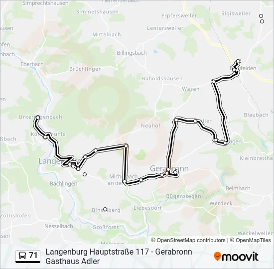 71 Bus Line Map