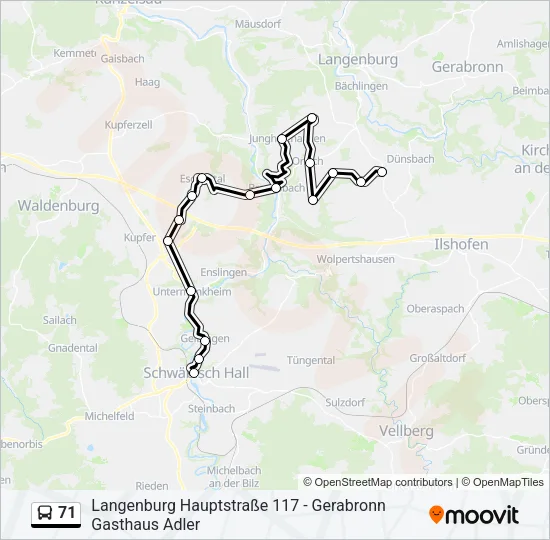 71 Bus Line Map